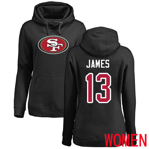San Francisco 49ers Black Women Richie James Name and Number Logo 13 Pullover NFL Hoodie Sweatshirts